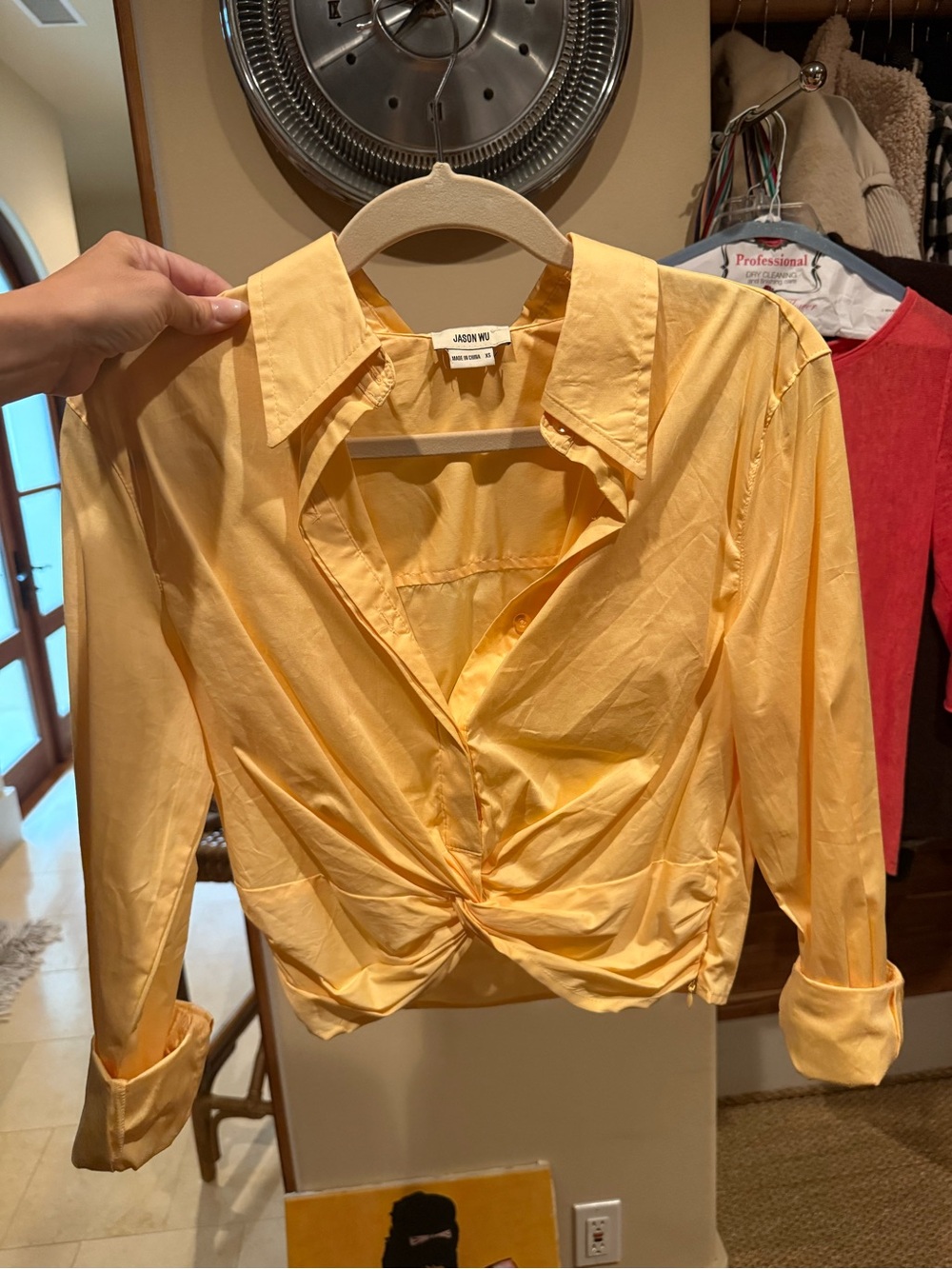 Jason Wu Yellow Twist-Front Button-Down Shirt